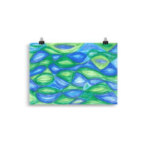 Wellen in grün-blau Poster