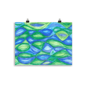 Wellen in grün-blau Poster