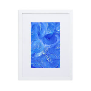 Blaue Wellen – Gerahmtes Poster auf mattem Papier